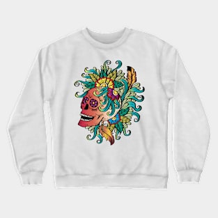 Skull with floral decoration Crewneck Sweatshirt